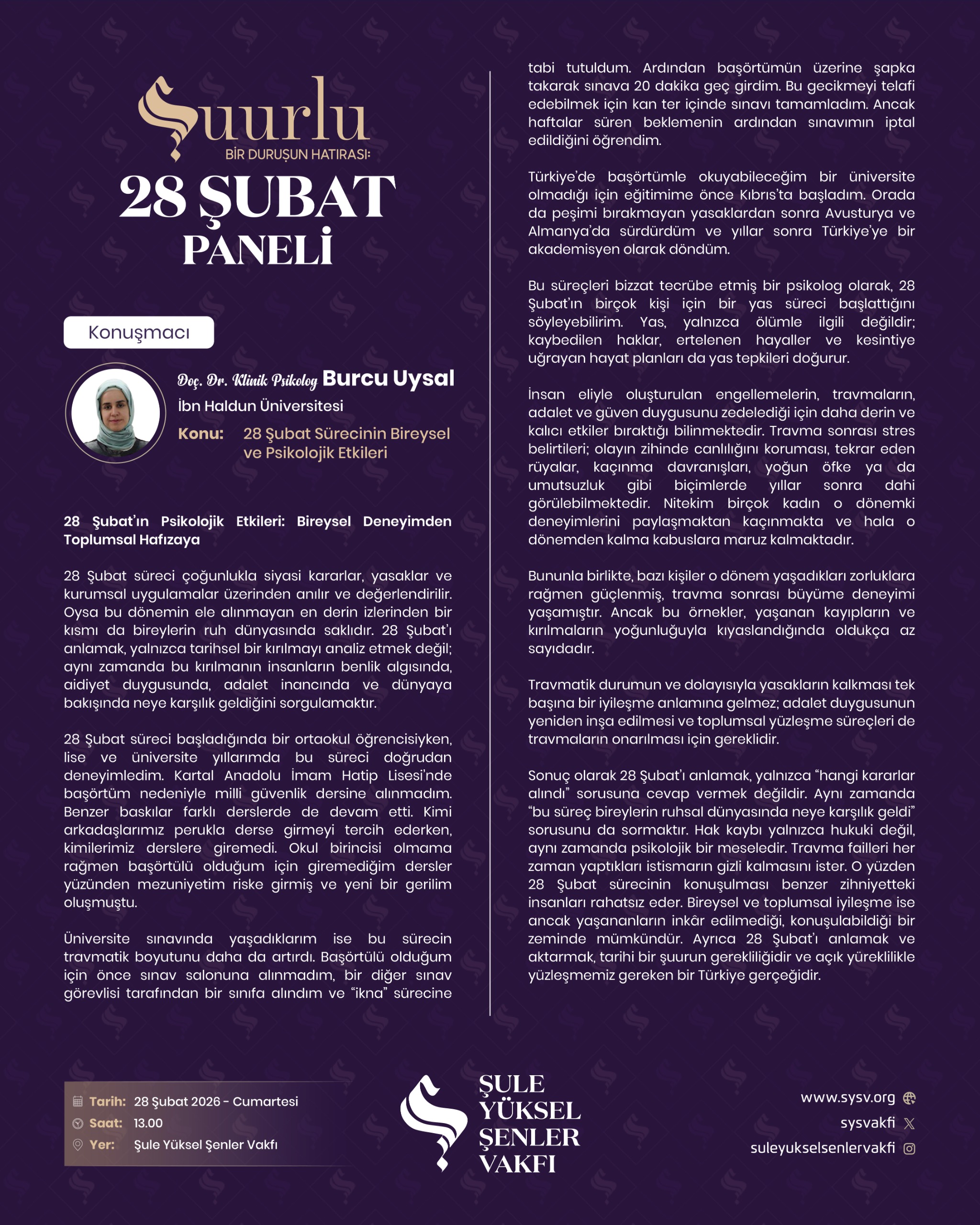 Şuurlu Bir Duruşun Hatırası: 28 Şubat” Paneli Gerçekleştirildi