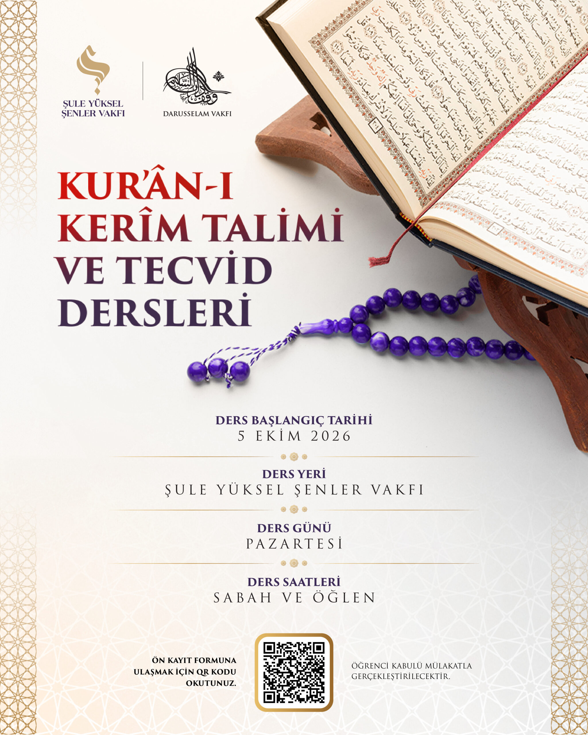 Kur’ân-ı Kerîm Talimi ve Tecvid Dersleri